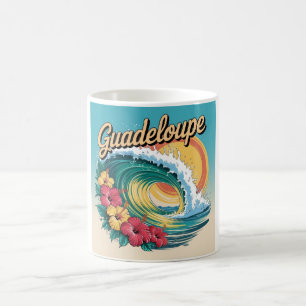 Mug Guadeloupe Vague Tropicale Rétro Hibiscus Soleil