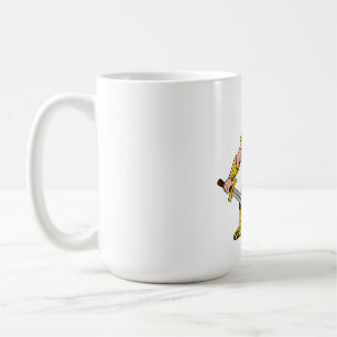 Mug Guerrier antique avec épée et bouclier dans un cas