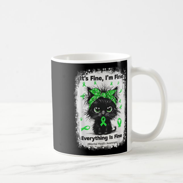 Mug Guerrier de la santé mentale Sensibilisation Chat  (Droite)
