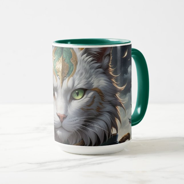Mug Guerrier épique de chat blindé (Devant droit)