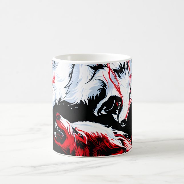 Mug Guerrier loup cosmique rouge blanc (Centre)