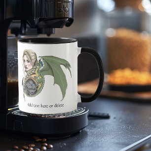 Mug Guerrière Elfe Dragon Fantastique Magique Médiéval