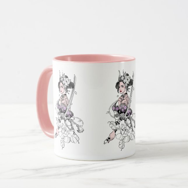Mug Guerrière samouraï féminine (Devant gauche)