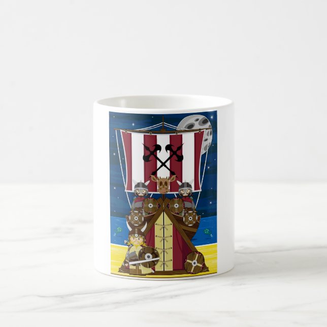 Mug Guerriers et drakkar de Viking de bande dessinée (Centre)