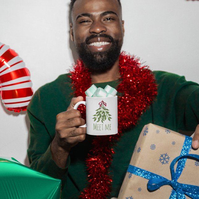 Mug Gui joyeux avec des baies blanches (Christmas cute merry mistletoe holiday custom mug)