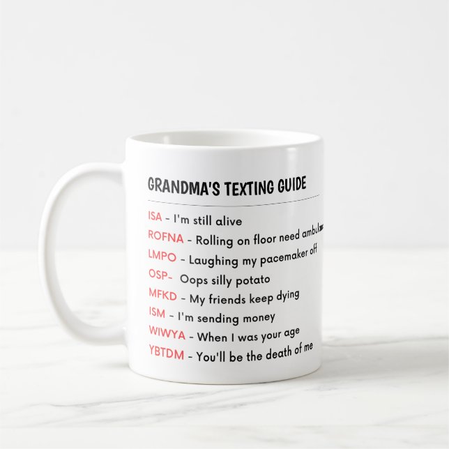 Mug GUIDE DE TEXTE FUNNY Grandma Grand-père (Gauche)