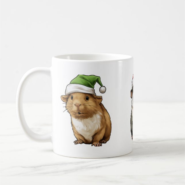 Mug Guinée porc mignonne à Noël Vibes Noël Père Noël (Gauche)