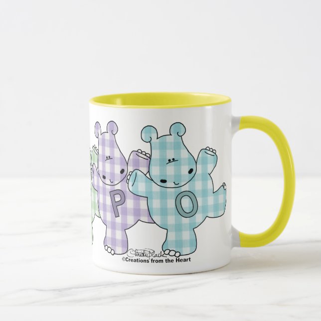 Mug Guingan heureux de pastel d'hippopotames (Droite)