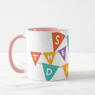 Mug Guirlande colorée "Joyeux Anniversaire" rose bicol