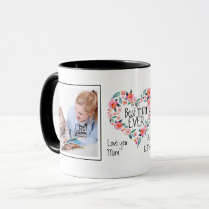 Mug Guirlande florale de coeur du meilleur rose de
