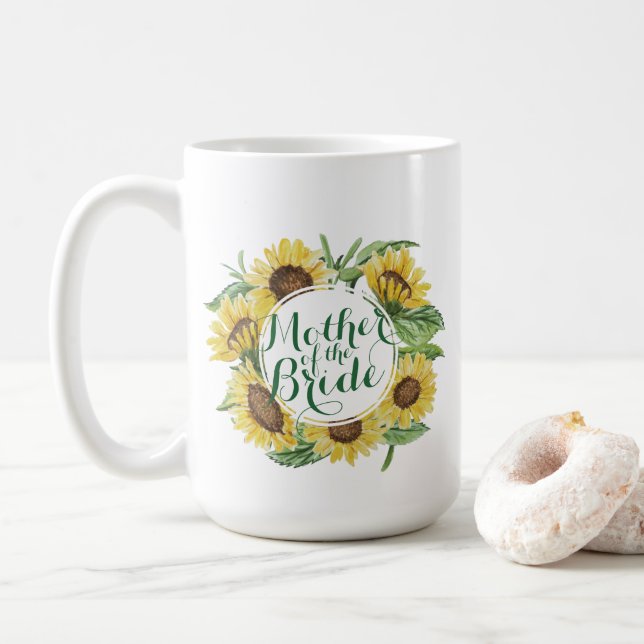 Mug Guirlande personnalisée de tournesol épousant la (Avec donut)