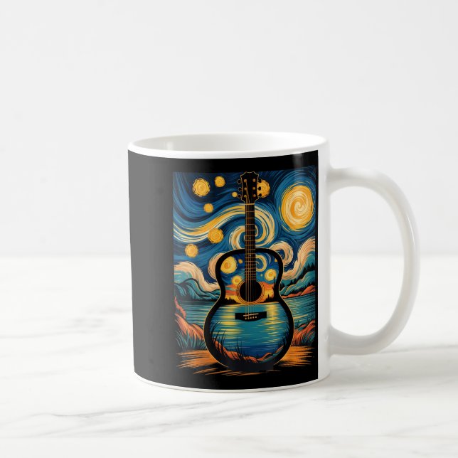 Mug Guitar Lake Starry Night Music Guitarist Van Gogh  (Droite)
