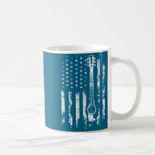 Mug Guitare acoustique drapeau américain rétro en détr