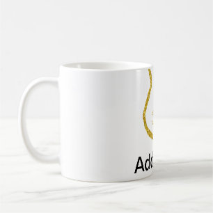 Mug Guitare acoustique paillettes dorées ajouter nom d