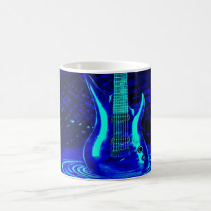 Mug Guitare bleue au néon