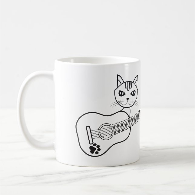 Mug Guitare chaton mignonne - Guitariste Kitty Kitten (Gauche)