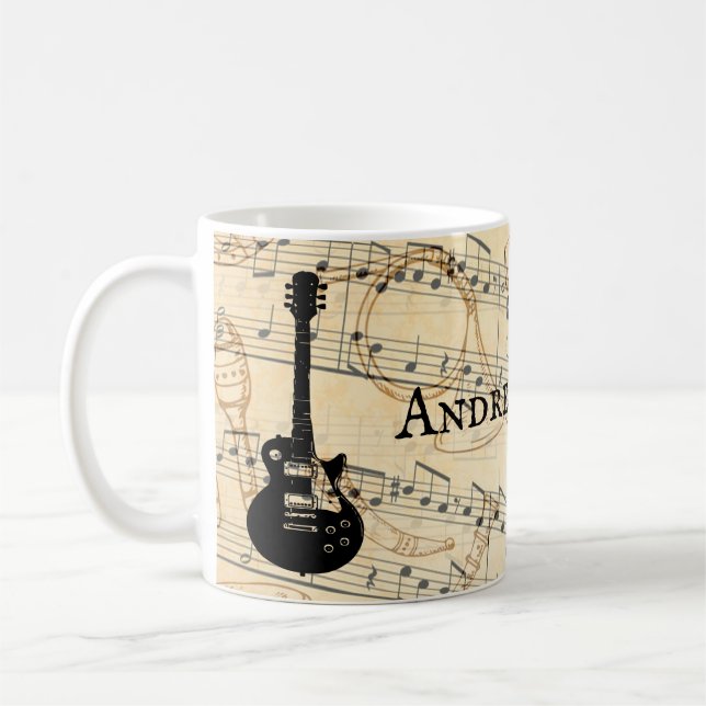Mug Guitare de rock et de rouleaux personnalisés (Gauche)