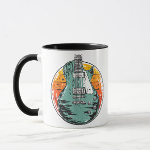 Mug Guitare Électrique Rétro Coucher de Soleil Vintage