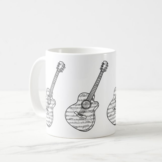 Mug Guitare et notes de musique (Devant gauche)