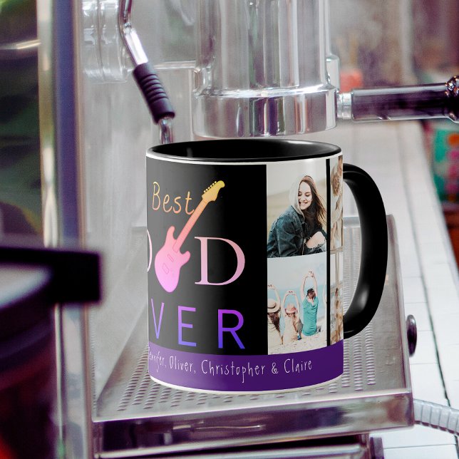 Mug Guitare Papa Meilleur Papa Jamais Photo Collage Fê (Créateur téléchargé)