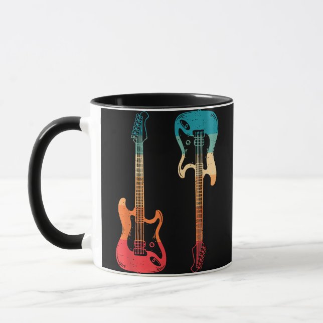 Mug Guitare Rétro Guitariste Guitare Basse Électrique  (Gauche)