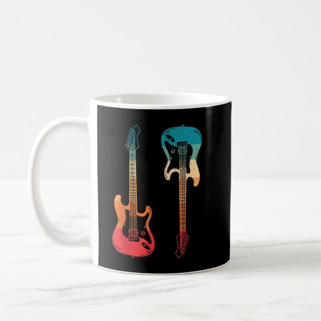 Mug Guitare Rétro Guitariste Guitare Électrique Basse  (Gauche)