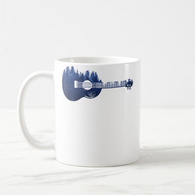 Mug Guitare Ukulele Forêt Silhouette Paysage Arbres M (Gauche)