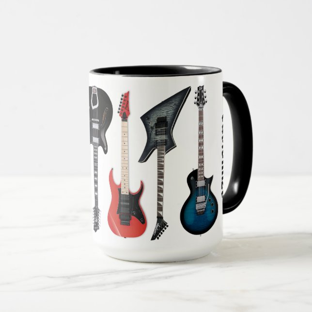 Mug Guitares Électriques Personnalisées Blanches (Devant droit)