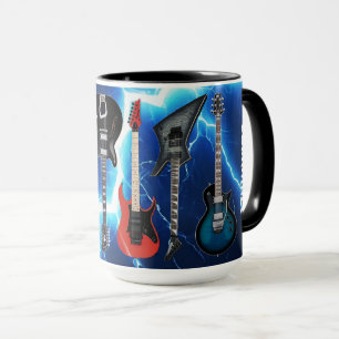 Mug Guitares électriques personnalisées Blue Lightning