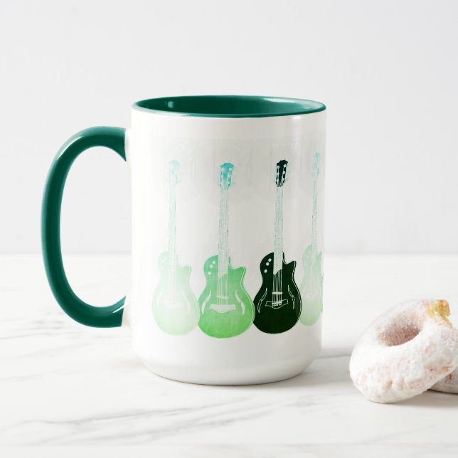 Mug Guitares électriques pop art vert (Avec donut)