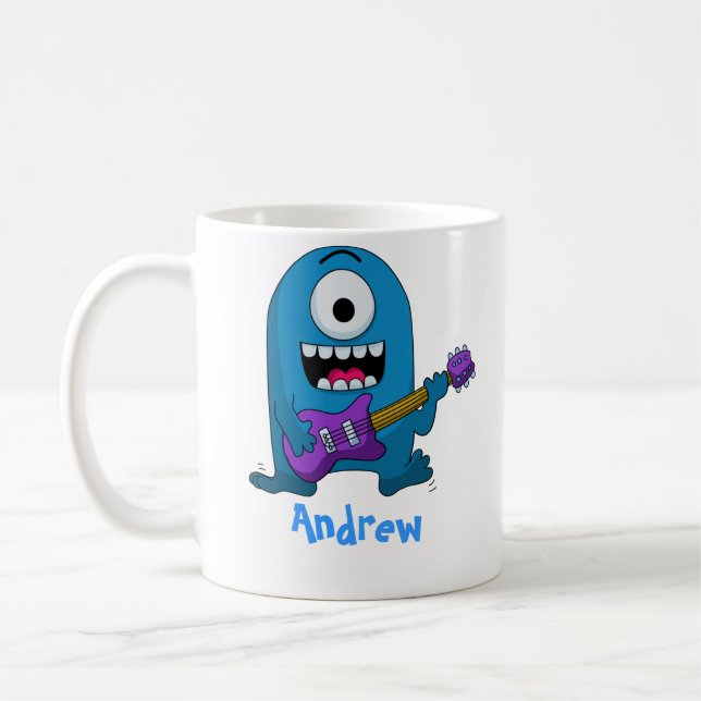 Mug Guitariste bleu mignon de monstre (Gauche)