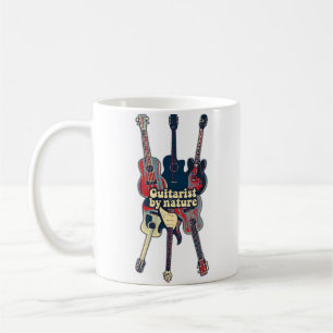 Mug Guitariste par nature. Guitares colorées vintages