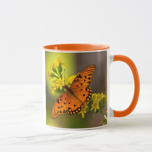 Mug Gulf Fritillary ou papillon de la passion sur la v (Droite)