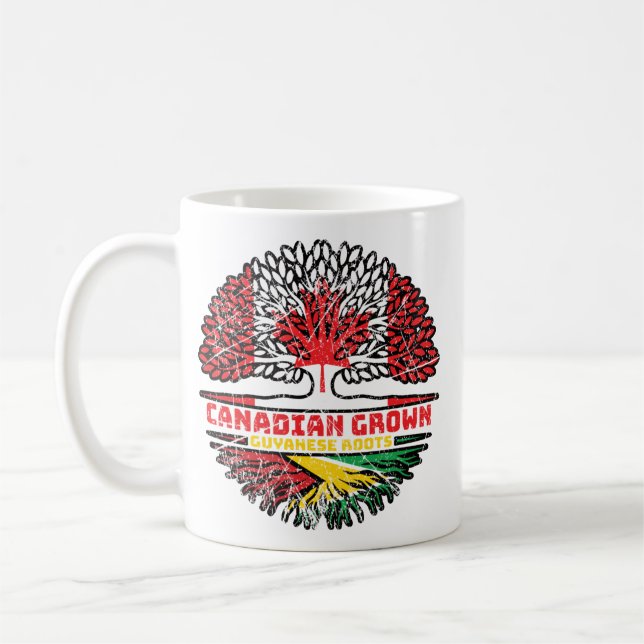 Mug Guyana Guyane Drapeau canadien des racines d'arbre (Gauche)