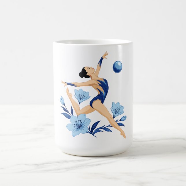 Mug Gymnaste bleue avec des fleurs  (Centre)