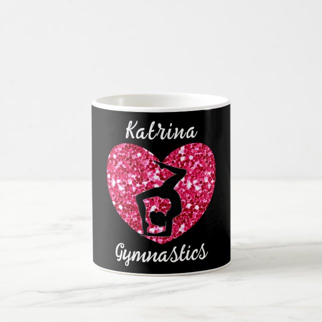 Mug Gymnastique noir et rose chaud Personnalisé (Centre)