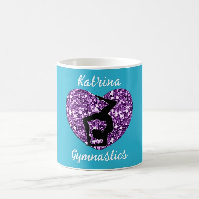 Mug Gymnastique Turquoise et violet Personnalisée (Centre)