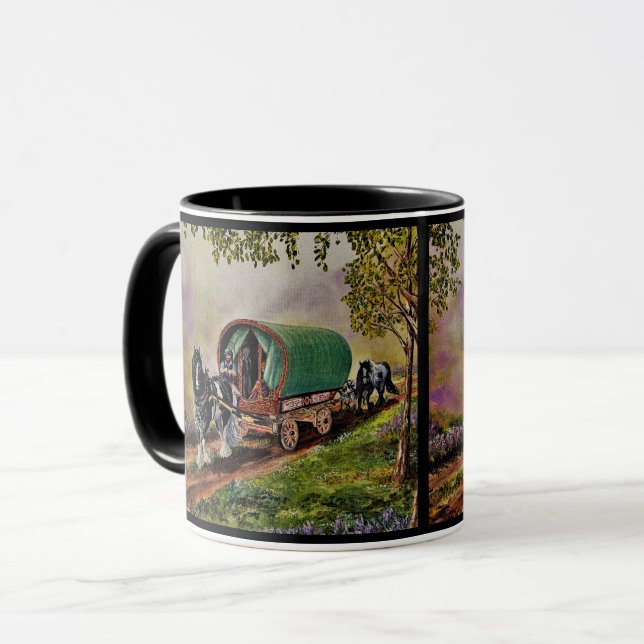 Mug Gypsy Vanner cheval Irish Caravan wagon (Devant gauche)