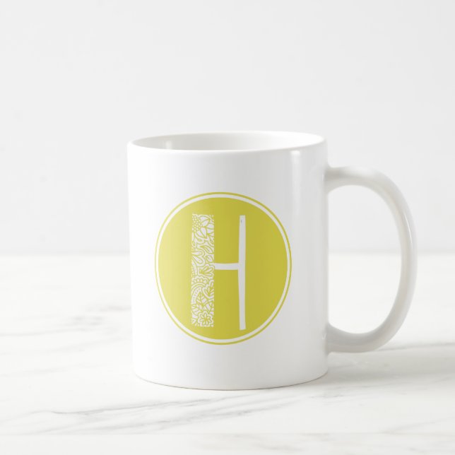 Mug H Monogramme floral initial (Droite)