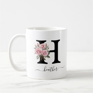Mug H Monogramme initial Floral Flower Roses rose Musi