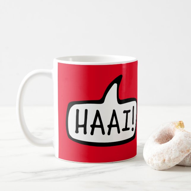 Mug HAAI ! Bonjour, Bonjour, Salutation informelle en  (Avec donut)