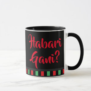 Mug Habari Gani Red Black Green Words Kwanzaa