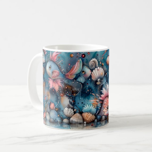 Mug Habitants drôles de poissons de mer savonneuse (Devant gauche)