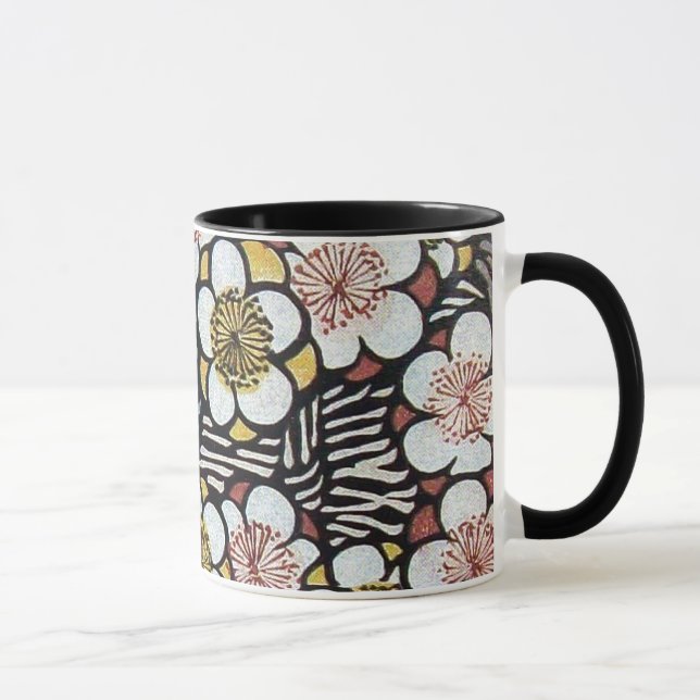 MUG HAIKU/ NOIR BLANC PINK FLEURS DE PRINTEMPS (Droite)