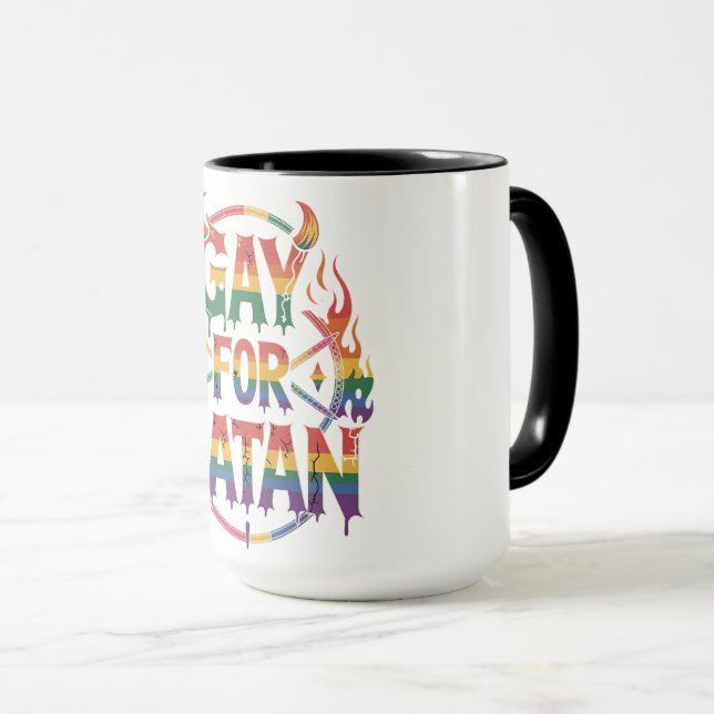Mug Hail Gay Satan Rainbow Baphomet Devil Goat LGBTQ (Devant droit)