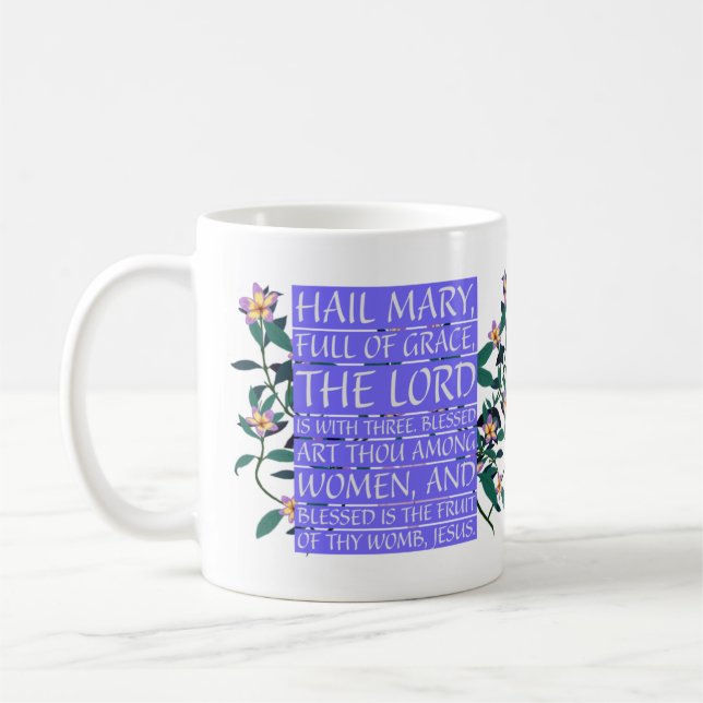 Mug Hail Mary Ave Maria Prière catholique latine/angla (Gauche)