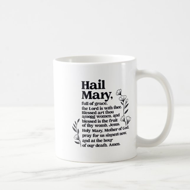 Mug Hail Mary Prayer Marian Floral Christian Blessed M (Droite)