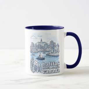 Mug Halifax Canada Simple Ciel Bleu Paysage Urbain Mig