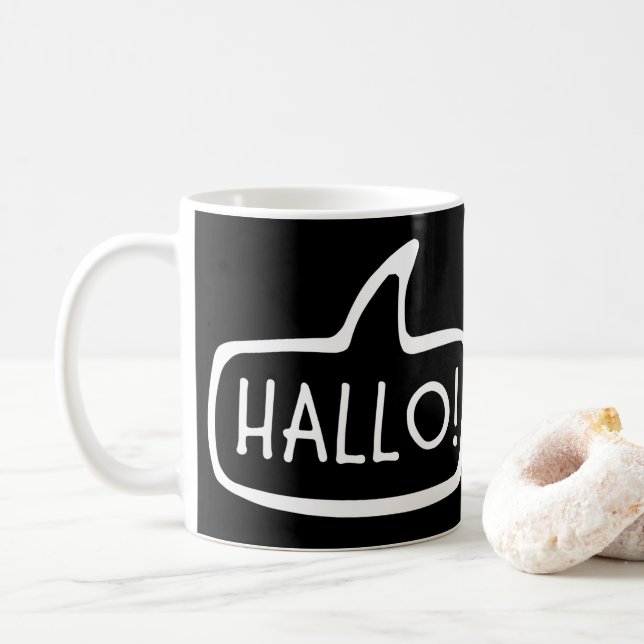 Mug HALLO ! Salutation allemande, Hello Speech Bubble (Avec donut)