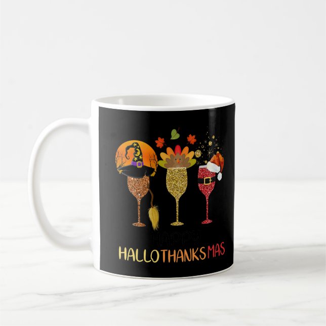 Mug Hallothanksmas de vin drôle Halloween Thanksgiving (Gauche)
